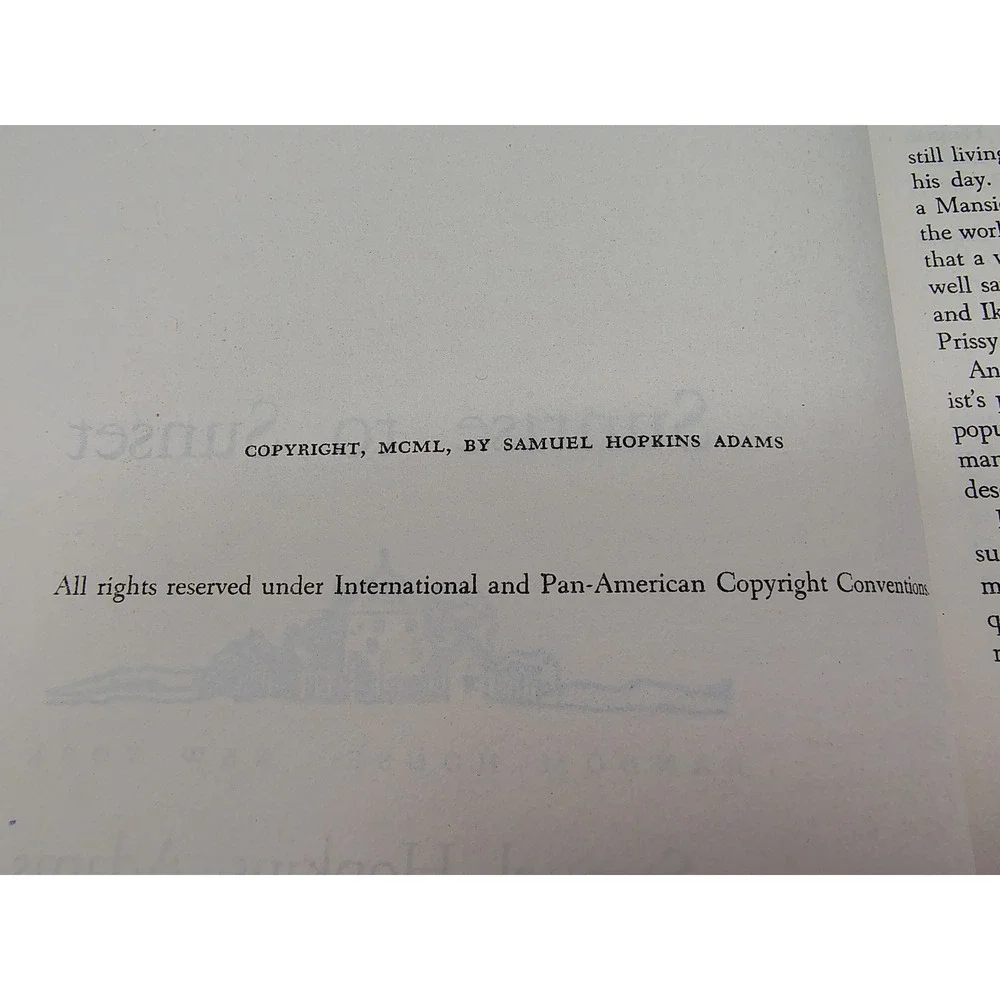 Sunrise to Sunset Samuel Hopkins Adams 1950‎ Hardcover Historical Romance
